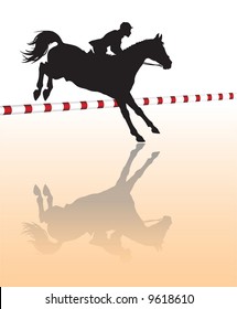 Vector silhouette - equestrian sport: show jumping