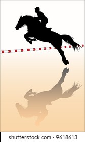 Vector silhouette - equestrian sport: show jumping