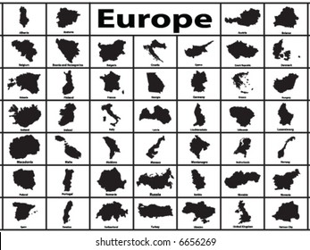 Vector silhouette of European countries