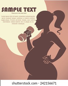 vector silhouette of exercising pregnant woman