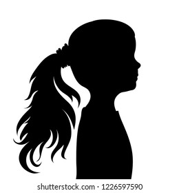 Vector silhouette of face of girl in profile.