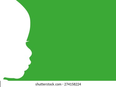 Vector Silhouette Of The Face Of A Small Child.