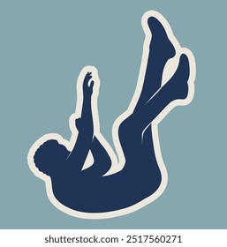 vector silhouette falling from a height. silhouette design of falling person. people fall as if they are experiencing depression, a mental disorder