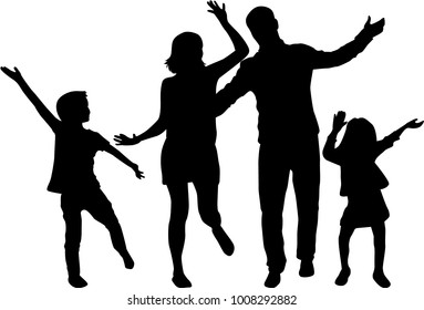 Vector silhouette of family.