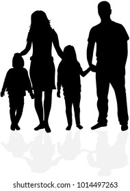 Vector silhouette of family.
