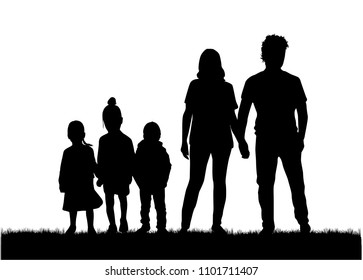 Vector silhouette of family.