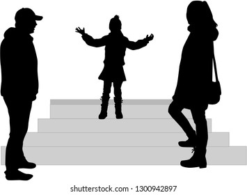 Vector silhouette of family.