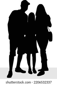 Vector silhouette of family .	