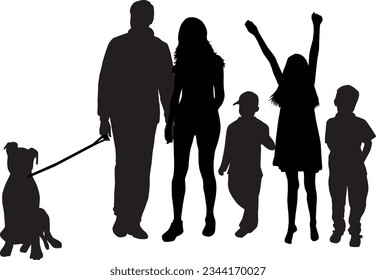 Vector silhouette of family .	