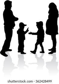 Vector silhouette of family.