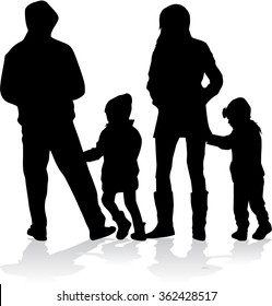 Vector silhouette of family.