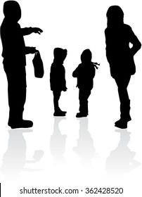 Vector silhouette of family.