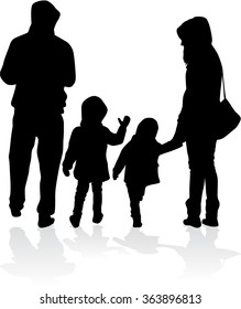 Vector silhouette of family.