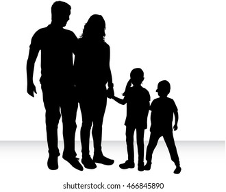 Vector silhouette of family.