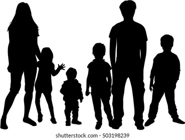 Vector silhouette of family.