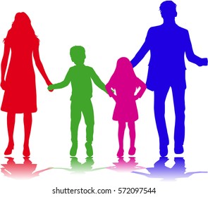 Vector silhouette of family.