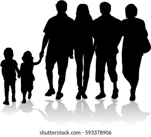 Vector silhouette of family.