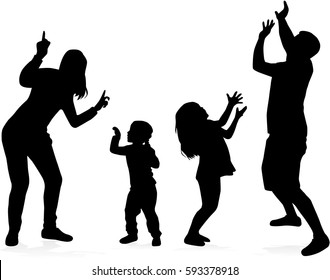 Vector silhouette of family.