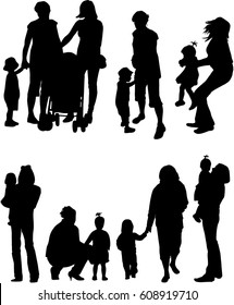 Vector silhouette of family.