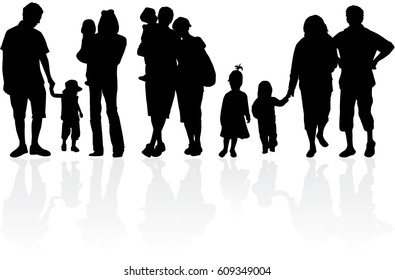 Vector silhouette of family.