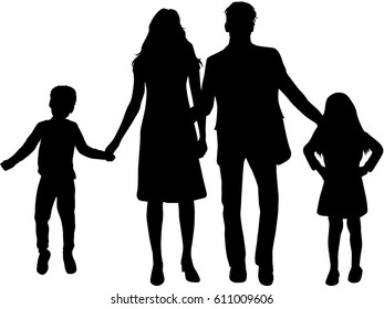 Vector silhouette of family.