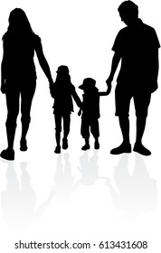 Vector silhouette of family.