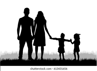 Vector silhouette of family.