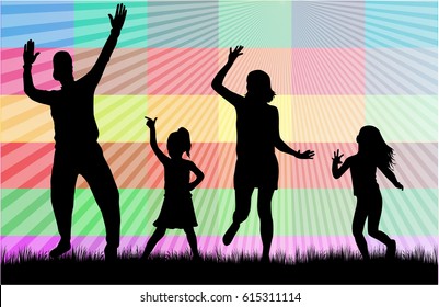 Vector silhouette of family.