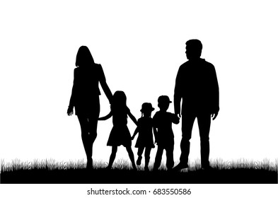 Vector silhouette of family.