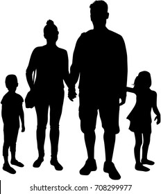 Vector silhouette of family.