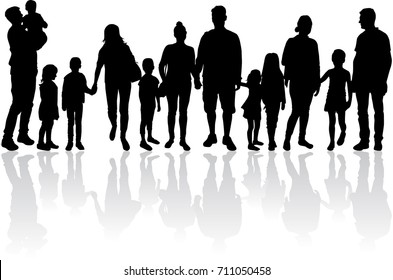 Vector Silhouette Of Family.