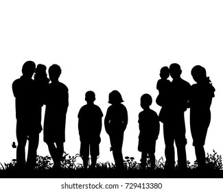 Vector, Silhouette Of Family,