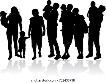 Vector silhouette of family.