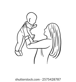 vector silhouette of family with a child.