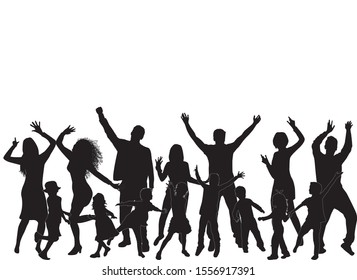 Vector silhouette of family. Dancing people.