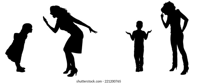 Vector silhouette of family in different positions.