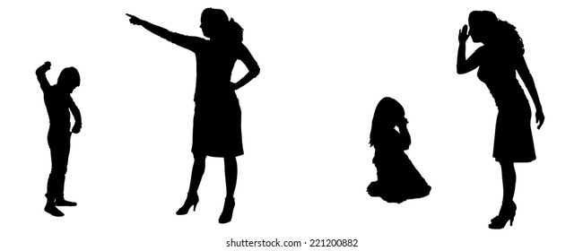 Vector silhouette of family in different positions.