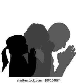 Vector silhouette of family in different situations.