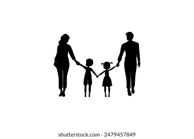 vector silhouette of family holding hands