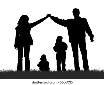 vector silhouette family house