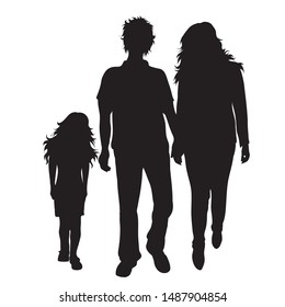 Vector silhouette of family on white background. Symbol of mother, father, child,husband, wife,daughter.