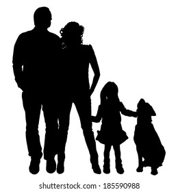 Vector silhouette of family on a white background. 