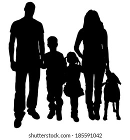 Vector silhouette of family on a white background. 