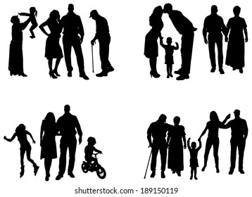 family of 5 silhouette clip art