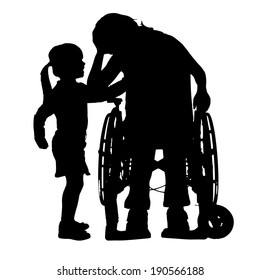 Vector silhouette of family on white background.