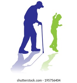 Vector silhouette of family on a white background. 