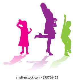 Vector silhouette of family on a white background. 