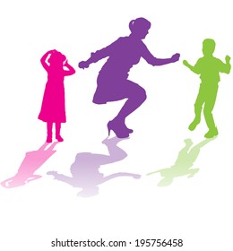 Vector silhouette of family on a white background. 