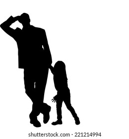 Vector silhouette of a family on a white background.