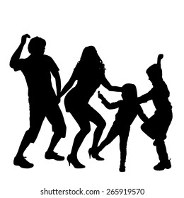 Vector silhouette of a family on a white background.